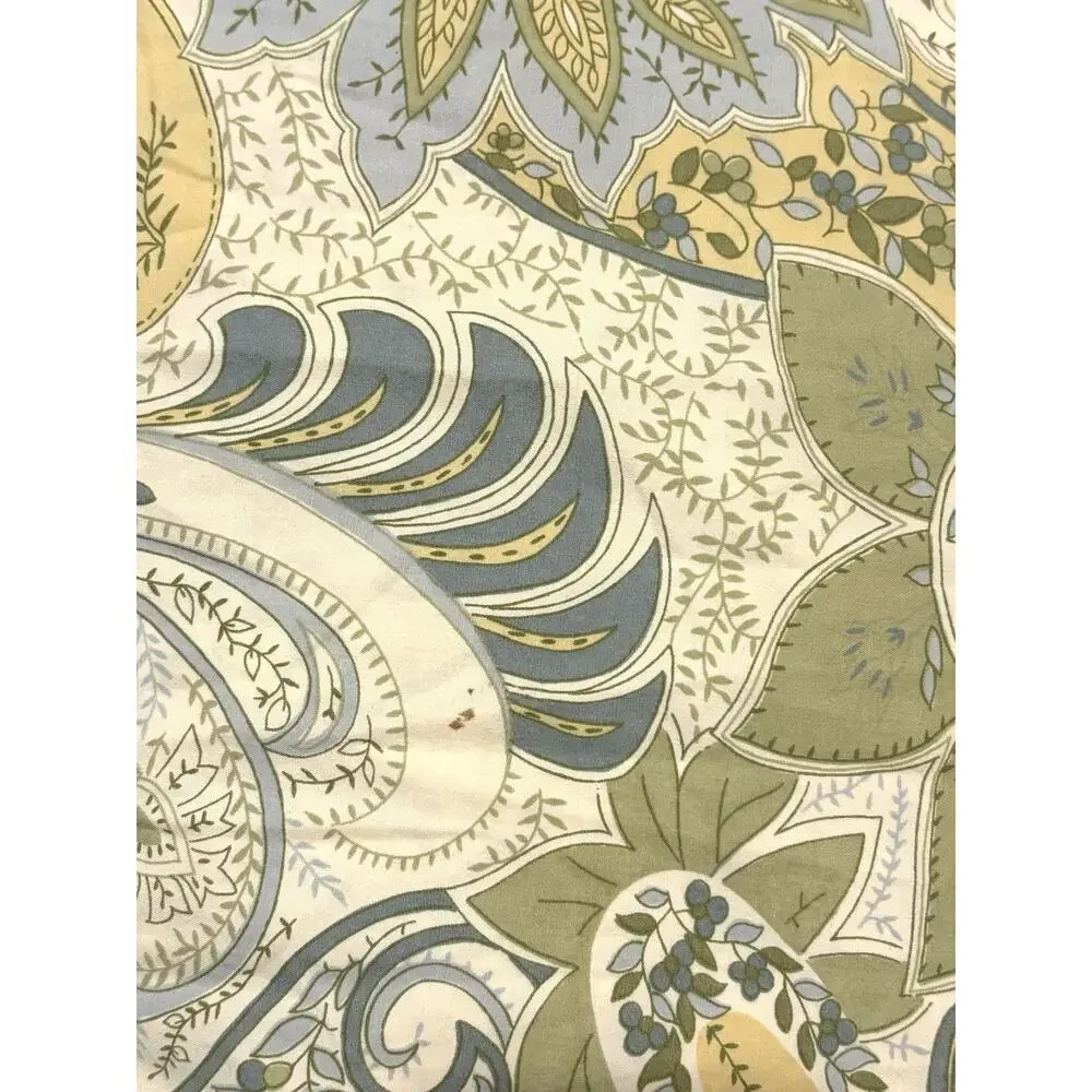 Vintage Pottery Barn Paisley Duvet Cover Euro Shams Full Queen Green Yellow Blue